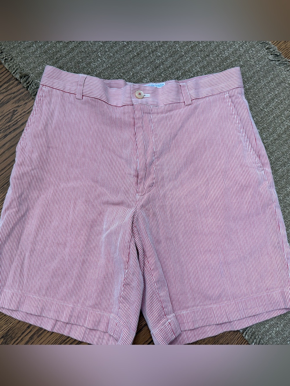 Southern Tide Red & White Seersucker Chino Shorts